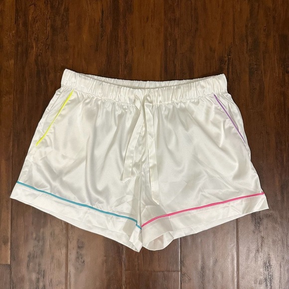 NWT GENERATION LOVE Kim Pajama Shorts Set in White Rainbow - Picture 7 of 16